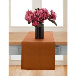 Solino Home Linen Table Runner 120 Inches Long – 100% Pure Linen Winter Cinnamon
